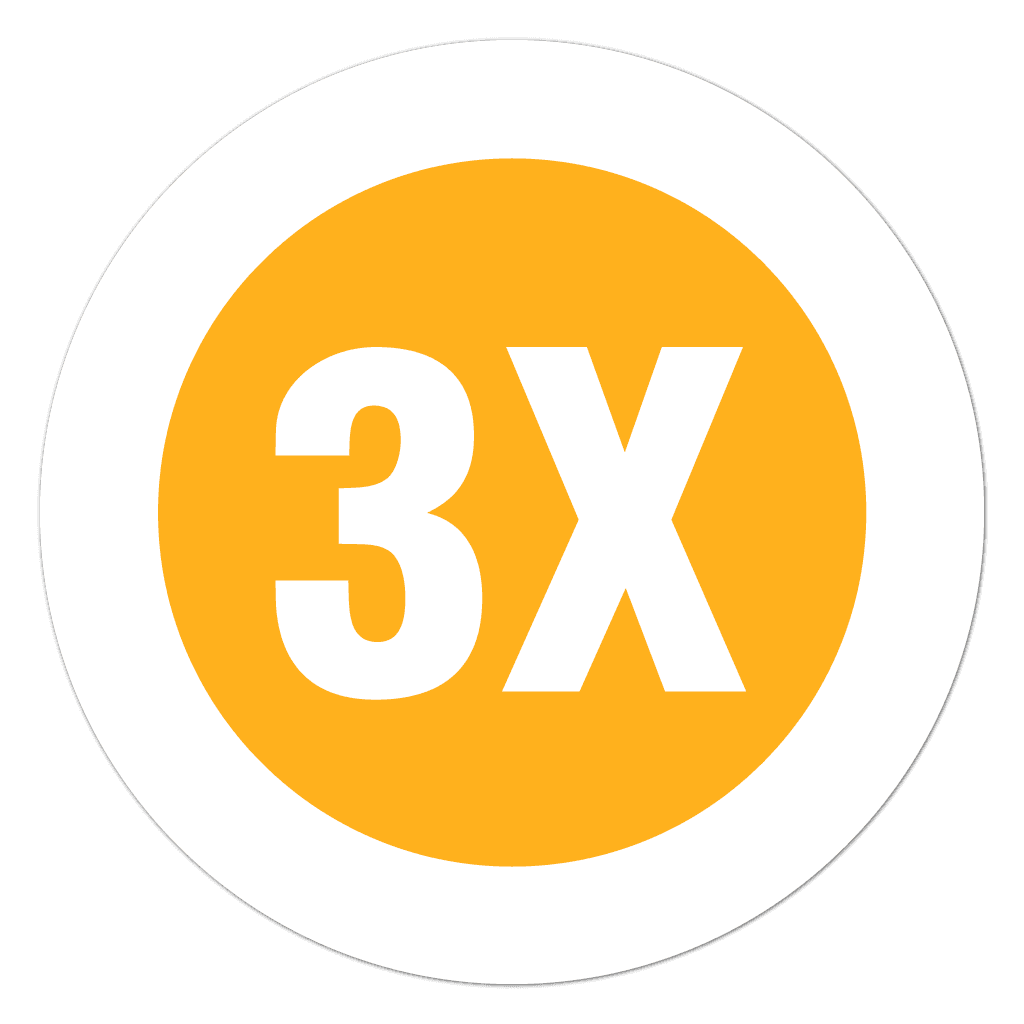 Yellow 3X garment and clothing size stickers on a roll