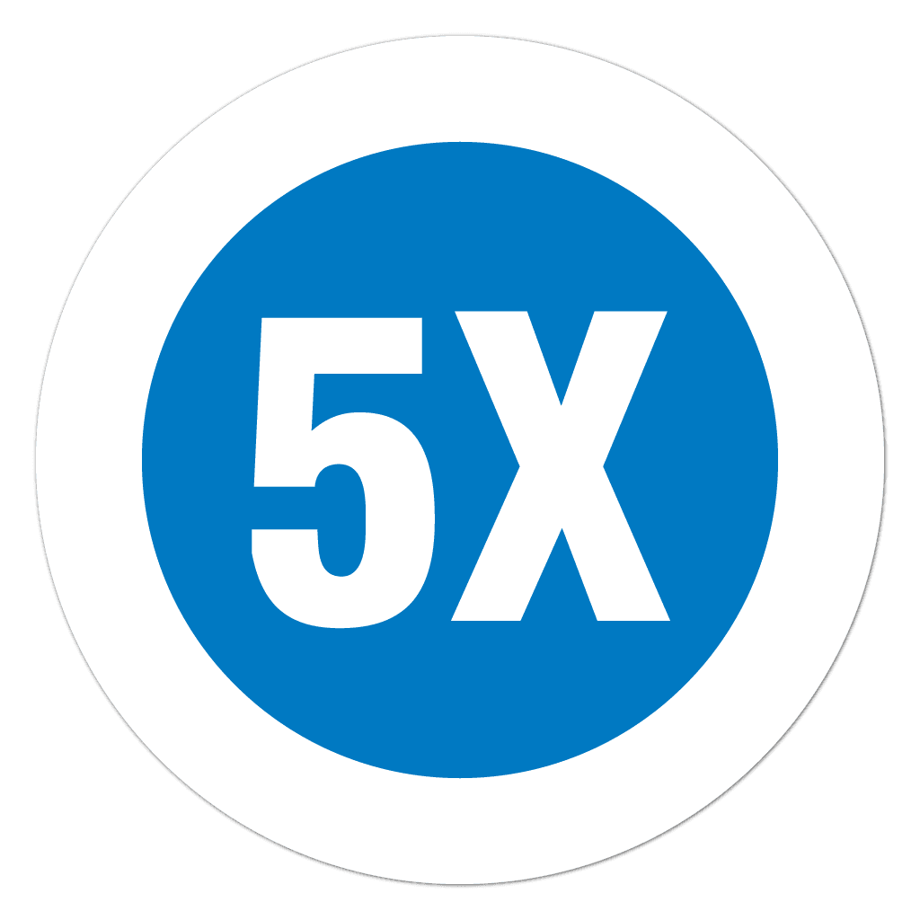 Blue 5X garment and clothing size sticker on a roll