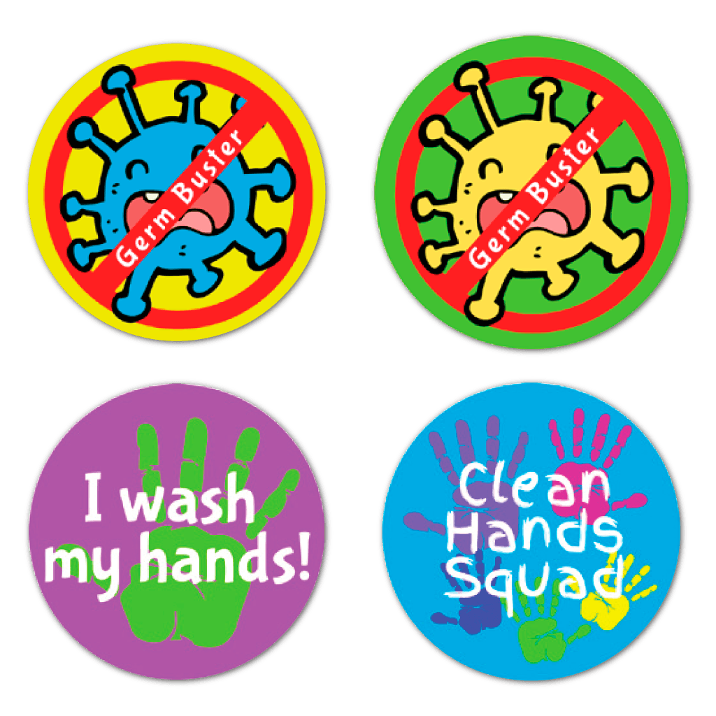 74416 Germ Burster 4 Designs Circle Stickers And Labels
