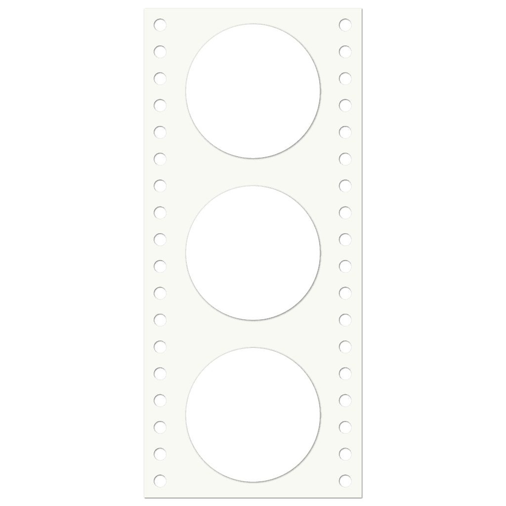 White Matte Paper Pinfeed Circle Blank Stickers