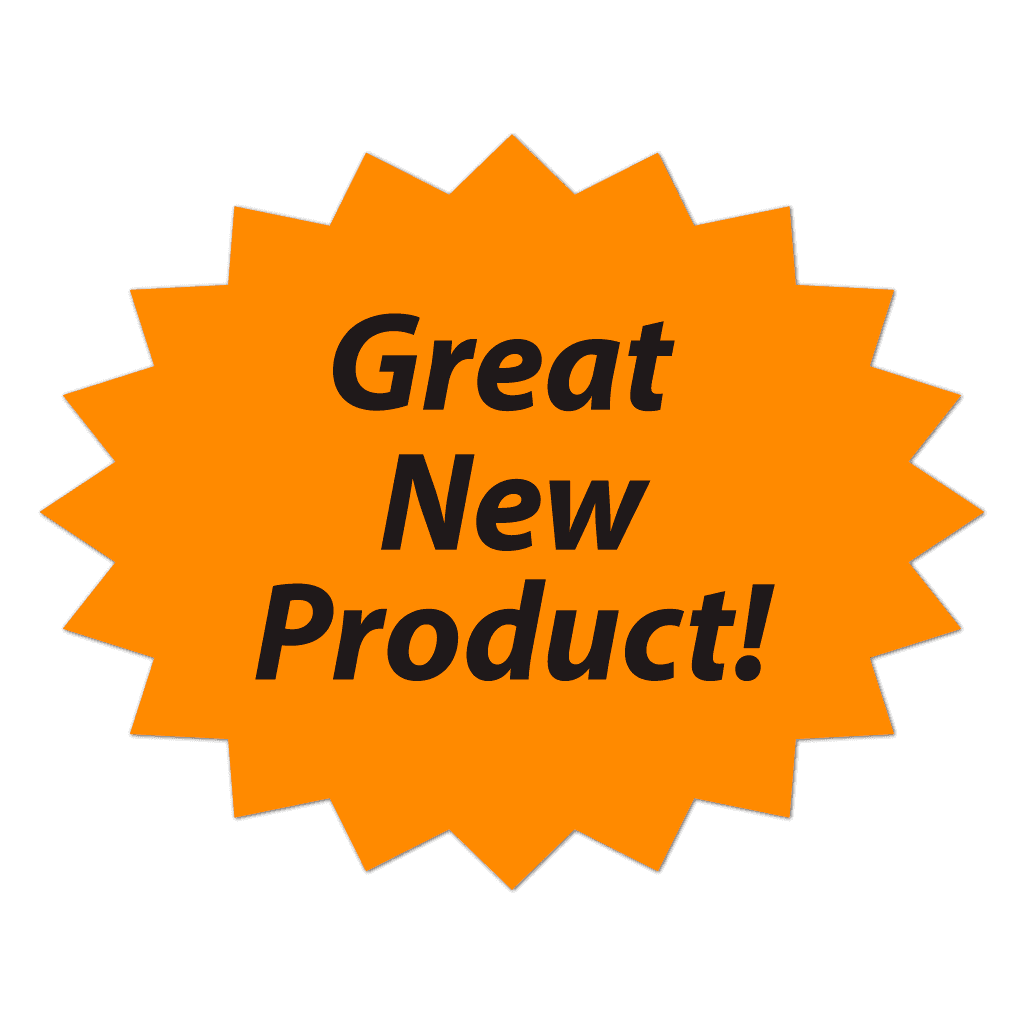 Great New Product starburst fluorescent orange sticker