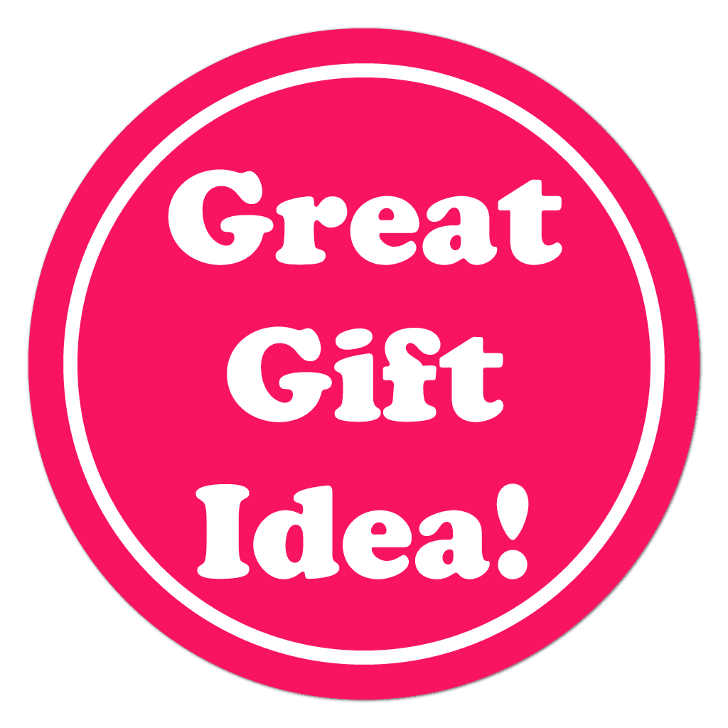 Roll of pink Great Gift Idea stickers