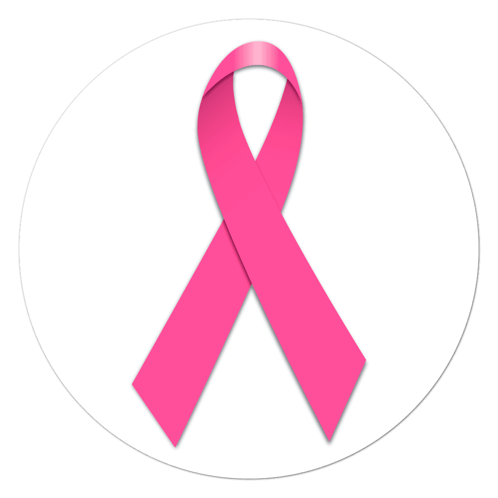 Pink ribbon stickers on a roll for breast cancer awareness mailings and envelope seals