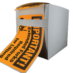 Blank white cardboard dispenser box for sticker rolls